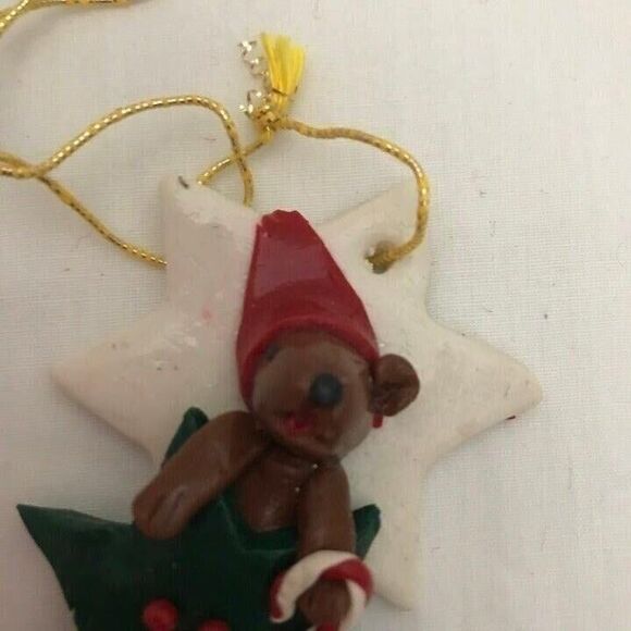 #1324 Bear in Star Polymer clay Christmas ornament  2.5 X 2 - Picture 3 of 5